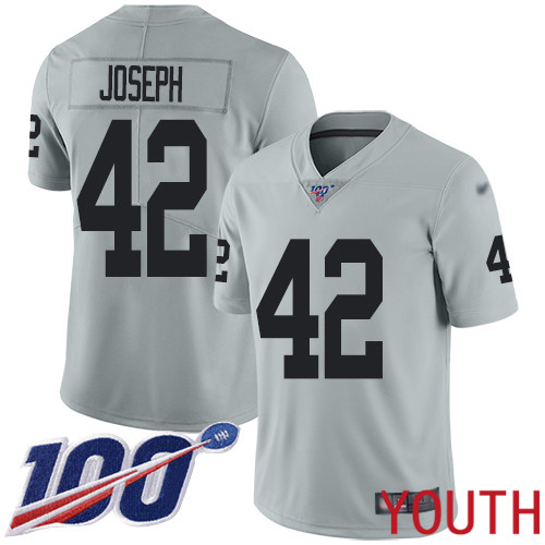 Oakland Raiders Limited Silver Youth Karl Joseph Jersey NFL Football #42 100th Season Inverted Legend Jersey->youth nfl jersey->Youth Jersey